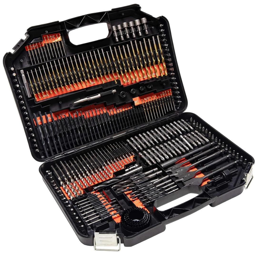 ETERNA Drill Bit Set, 246 PCS Titanium HSS Drill Bit Kit Screwdriver Bit Kit, with Carry Case for Metal, Masonry, Wood, Plastics Cement Drilling