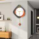 FLEBLE Large Wall Clocks for Living Room Decor Big Modern Decortive Wall Clock with Pendulum Battery Operated for Home Bedroom Office Kitchen 20 inch Unique Wood Hanging Clock Silent Non-Ticking