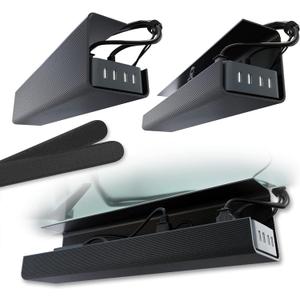 No-Screw Under Desk Cable Management Tray - Self-Adhesive Installation, Cord Management, Cable Tray, Under Desk Wire Organizer - Black Set of 2