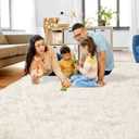 Mugorn 5x7 Rugs for Living Room, Large Fluffy Cream White Area Rugs for Bedroom, Soft Carpet Shag Kids Rug with 4 Non-Slip Rug Pads (5ft x 7ft, Cream White)