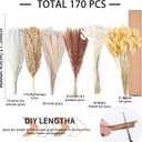 170PCS Natural Dried Pampas Grass Decor - 17" Fluffy Pampas Grass Bouquet - Boho Home Decor Dried Flowers for Wedding Floral Room Home Party Table Decorations