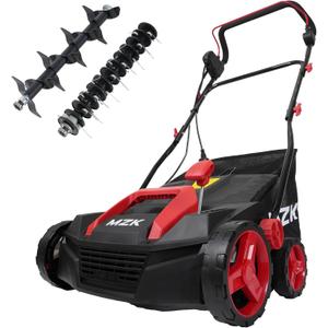 MZK 15-inch 13-Amp 2-in-1 Electric Dethatcher and Scarifier w/Removeable 11.9-Gallon Collection Bag, 5-Position Height Adjustment, Keep Lawn Health MZK 15-inch 13-Amp 2-in-1 Electric Dethatcher and Scarifier w/Removeable 11.9-Gallon Collection Bag, 5-Position Height Adjustment, Keep Lawn Health
