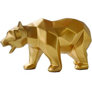 SMRTHMRT Abstract Geometric Sculptures,Creative Animals/Bear Statues Collectible Figurines for Home Office Decor Yards Garden Ornaments (Gold)