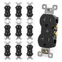 AIDA 20 Amps Outlets Duplex Electrical Receptacle Outlets,Tamper Resistant,Heavy-Duty Receptacle Wall Outlet,Residential,TR,3-Wire, Self-Grounding Clip,Wall Plate Included,UL Listed (10 Pack)