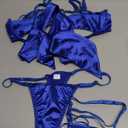 Kaei&Shi Satin Bow Lingerie for Women,Strappy Unwrap Present Lingeries,Sexy Bra and Panty Sets Birthday Christmas Valentines (10-12, Royal Blue)