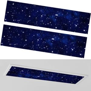 2 Pcs 1 x 4 Feet  Covers for Ceiling Lights Magnetic Ceiling Light Cover with 8 Magnets for School Classroom Home Office Drop Lamp Decor (Starry)