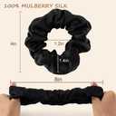 Bunnikins & Clover Silk Scrunchies for Hair Sleep, 100% Mulberry Silk Hair Ties for Curly Hair with Elastic Band, Thick Elastic Hair Scrunchies for Women Girls, 3 Piece