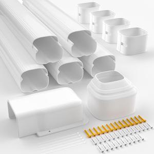 GISSVOGEEK 4"" 7.5Ft Mini Split Line Set Cover Kit, PVC Decorative Line Set Cover for Mini Split Air Conditioners, Central AC and Heat Pumps