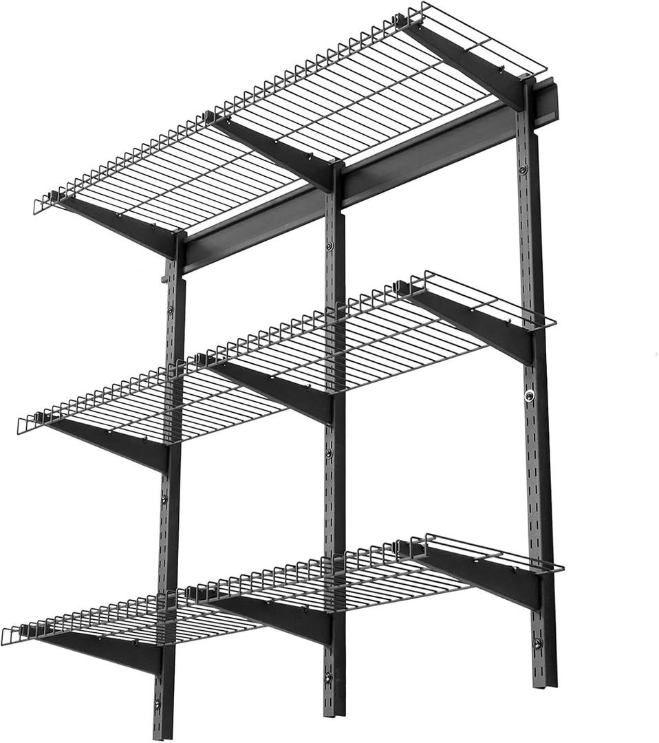 VEVOR 3-Tier Heavy Duty Wall Garage Shelving, 0.9 x 3 ft Steel Wall Mounted Shelving Unit, 11 x 36 Inch Per Shelf Floating Storage Metal Rack for Garage with 450 lbs Total Weight Capacity, Black