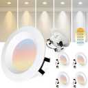 4 LED Recessed Lighting 12 Pack, 5CCT Ultra-Thin Selectable Can Lights, 9W, 750LM Baffle Trim Downlight, Retrofit Installation Ceiling Light, ETL&FCC, Damp & Energy Star