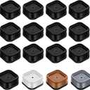 shouwuhho 12 Pack Furniture Risers Adjustable Bed Risers Heavy Duty Lifts Height 1", Square Stackable Bed Risers 1, 2 or 3 Inch for Desk Leg Table Couch Sofa Chair Bed Frame Legs Dorm, Black