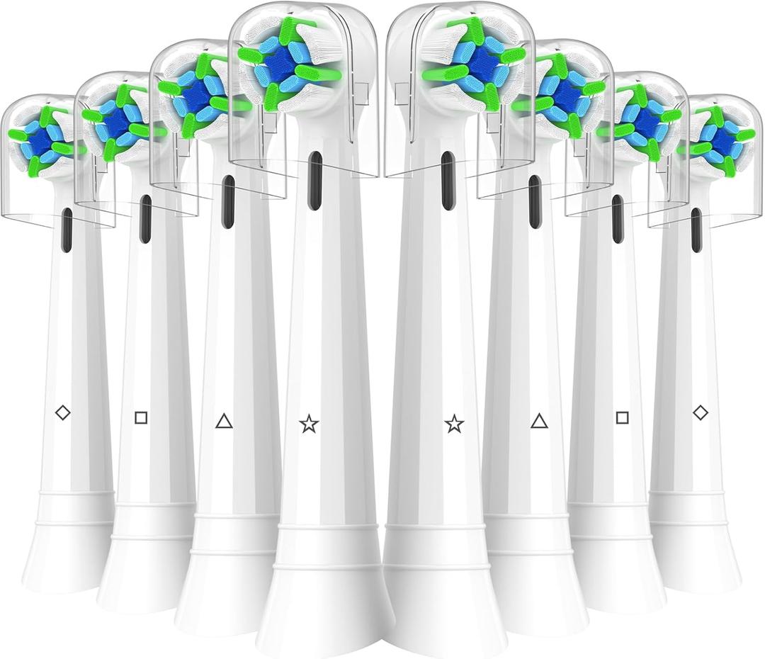 Qitizu Replacement Heads Compatible with Oral B iO Electric Toothbrush, Replacement Toothbrush Heads Fit for Oral-B iO 2/3/4/5/6/7/8/9/10 Series Toothbrush, 8 Packs (White)