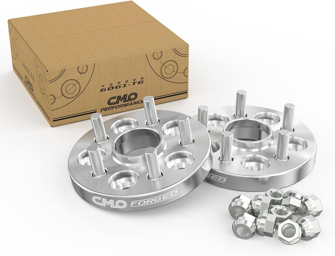 Customadeonly 5x114.3/5x4.5 Wheel Spacers 1" Hubcentric (25mm) - 5 Lug 67.1mm Bore 12x1.5 Studs - Compatible with Hyundai Genesis, Kia Soul, Mazda 3/5/CX-7, Mitsubishi Evo/Eclipse (2-Pack) (Silver)