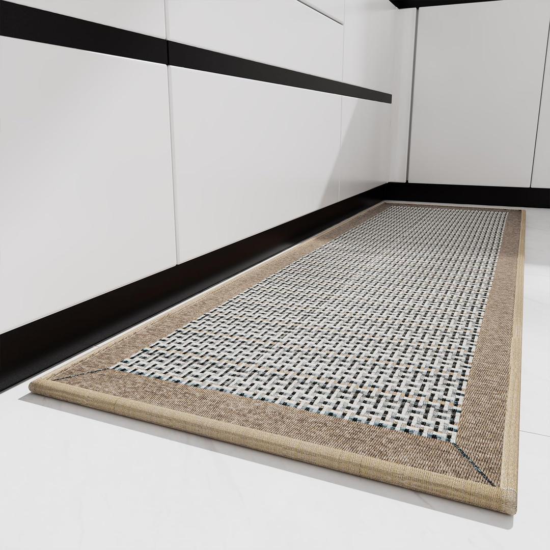 PADOOR Kitchen Mats for Floor, Kitchen Rugs Non Slip Washable, Rubber Backed Kitchen Runner Super Absorbent Kitchen Floor Mat Sink Rug, 20x32 Brown (1'8" x 2'8" (Rectangular))