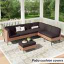 hyha Outdoor Couch Cushion Covers, Sectional Couch Sofa Covers Washable, Jacquard Diamond Lattice, Stretch Sofa Seat Cushion Cover for Indoor/Outdoor Patio Furniture (3 Pieces, Brown)