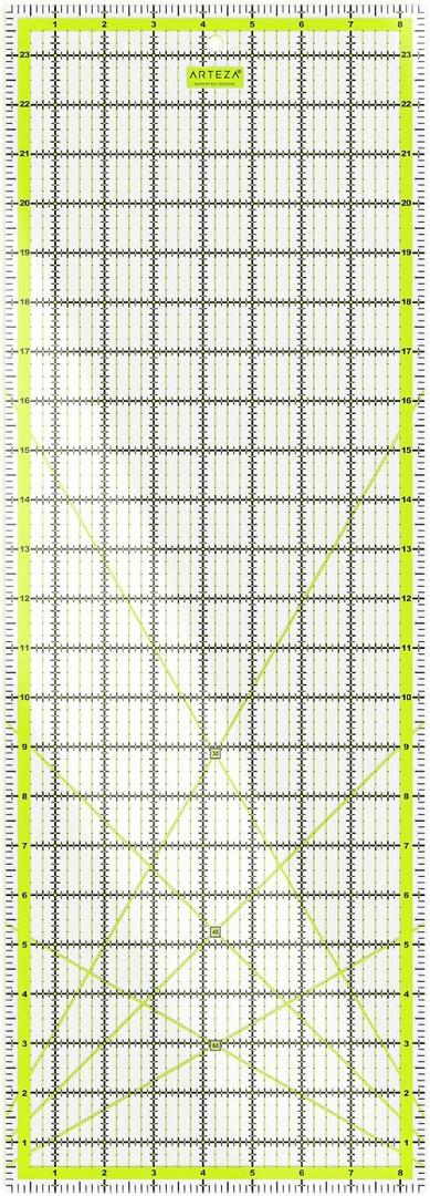 ARTEZA Quilting Ruler, Laser Cut Acrylic, Double Colored Grid Lines, 8.5"x24"