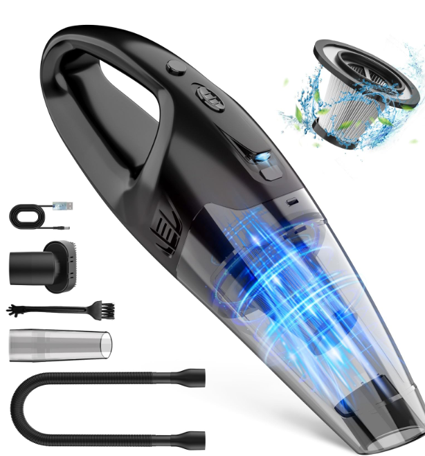 BSRCO Handheld Vacuum Cordless Rechargeable, 1.65LBs Hand Held Vacuum Cordless, Car Vacuum Portable with LED, USB Charge, for Car/Home/Pet