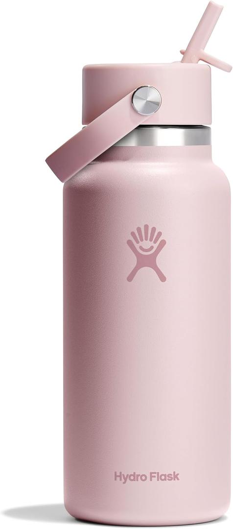 Hydro Flask Water Bottle - Insulated Stainless Steel - Wide Straw Lid, Non Spill, Leakproof in 32 Oz Trillium Pink