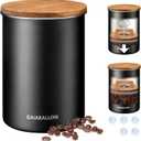 Vacuum Coffee Canister, Stainless Steel Airtight Canister for 16oz Coffee Beans, Coffee Bean Storage, 46 fl.oz