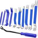 11 PCS AutoTrim Removal Tool Kit, Metal Pry Tool Auto Fastener Remover Pry Bar Set Trim Remover Kits for Vehicle Door Panel, Audio Radio Panel, Dashboard Repair Kit Blue