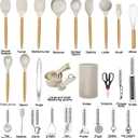 Kitchen Utensils Set- 35 PCs Cooking Utensils with Grater,Tongs, Spoon Spatula &Turner Made of Heat Resistant Food Grade Silicone and Wooden Handles Kitchen Gadgets Tools Set for Nonstick Cookware