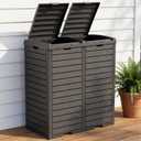 62 Gallon Outdoor Trash Can with Double Buckets and Dual Lids, Drip Trays,Detachable Design Outdoor Garbage Bin for Patio or Garden
