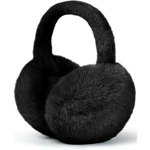 Buauty Ear Muffs Winter Women Men Soft Earmuffs Cute Ear Covers Cold Weather Fluffy Ear Warmers Headband Winter Accessories (Black)