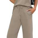 WIHOLL Workout Sets for Women 2 Piece Short Sleeve Summer Cruise Business Casual Outfits 2025 Going Out Two Piece Sets Women's Clothing Country Concert Crew Neck Tracksuits Coffee XL 