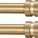 2 Pack Single Curtain Rods, 1Inch Diameter Telescoping Drapery Window Curtain Rod 28-48Inch(2.3-4ft) Rod Length, Warm Gold