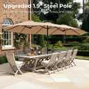 SUPERJARE 15FT Outdoor Patio Umbrella with Base Included, Double Sided Pool Umbrellas with Fade Resistant Canopy, Extra-Large Table Umbrella for Deck, Market, Backyard, Beige