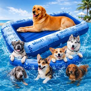 Schwimmer Dog Pool Float Premium Pool Float for Large Dogs up to 220lbs Durable & Inflatable Dog Raft for Pool, Lake & Beach Comfortable & Safe Floating Mat for Summer Fun - Dog Floatie