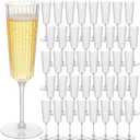 Jingmore 48 Pcs Plastic Ribbed Champagne Flutes With Stem, 6.4 oz Clear Vintage Disposable Champagne Glasses for Wedding Birthday Anniversary (Clear)