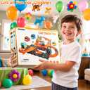 Puzzle Racer Kids Car Track Set, 4-Tier Race Tracks for Kids Ages 3-5 with 3 Cars, Traffic Parts, Trucks for Toddlers 2-4 Years, Floor Puzzle Tracks Car Gift for Boys Girls 3 4 5 Year Old