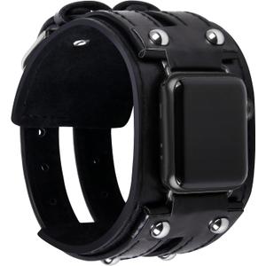 VIQIV Leather Bangle Watch Band for Apple Watch Series 8, 7, 6, 5, 4, 3, 2, 1, 8.5"-160mm, Black