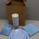 Light Blue Paper Plates and Napkins Party Supplies, Include 9Disposable Blue Plate, 7Dessert Plates Cups Napkins Forks for Baby Shower, Wedding, Birthday Decorations, Serves 25