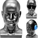 Peohud Male Mannequin Head, Professional Manikin Head, Bald Training Head for Display Wigs, Hats, Sunglasses, Headphone