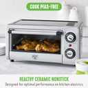 GreenLife Countertop Toaster Oven Air Fryer Stainless Steel, Healthy Ceramic Nonstick, PFAS Free, Tray & Basket, Bake, Broil, Reheat, Adjustable Temp & Time Control, Auto Shutoff, Black