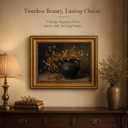 Vintage Gold Framed Floral Wall Art Rustic Dark Moody Flower Painting Picture Wall Decor Farmhouse Still Life Botanical Poster Print Artwork for Living Room Kitchen Bedroom Bathroom Home Decoration