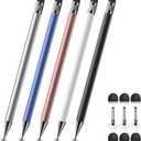 Bopomofo Stylus (5 Pcs), 2-in-1 Stylus Pen for Touch Screen, High Precision and Sensitivity, Suitable for iPhone/ipad/Android Tablets, Compatible with Touch Screens (Black/White/Blue/Rose Gold/Silver)
