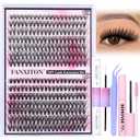 DIY Lash Extension Kit Natural Lash Clusters 30D+40D Mix 9-16 mm D lndividual Lashes Lash Remover 280 pcs Wispy Eyelash Extension Kit with Lash Bond and Seal and Lash Tweezers by FANXITON
