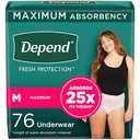 Depend Fresh Protection Adult Diapers, Incontinence & Postpartum Bladder Leak Underwear for Women, Disposable, Maximum, Medium, Blush, 30 Count