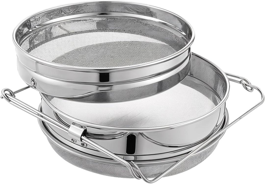 Stainless Steel Honey Strainer Double Sieve, Bee Keeping Equipment Filter for 5 Gallon Bucket Honey,Beekeeping Equipment Tools