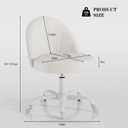 Velvet Vanity Chair with Wheels, Height Adjustable Swivel Makeup Chair, Armless Small Desk Chair for Bedroom/Office/Vanity Table, 250 lbs Capacity (Velvet, White)
