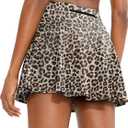 SANTINY Pleated Tennis Skirt for Women with 4 Pockets Women's High Waisted Athletic Golf Skorts Skirts for Running Casual (Large, Leopard)