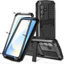 Simicoo for Samsung Galaxy S25 FE Metal Military Heavy Duty Case, Metallic Bumper Shockproof Dustproof Rugged Tough with Stand Screen Protector Camera Control Full Body Drop Protective Cover (Black)
