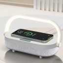 LED Bedside Lamp, Touch Lamps for Bedroom Nightstand MA, 4 in 1 Bedside Table Lamp with Wireless Charger, Portable Bluetooth Speaker, Phone Holder, Dimmable Charging Birthday Gifts for Women (White)