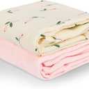 Muslin Swaddle Blankets for Newborns, 2 Pack Large 40 x 40 Inches, 100% Cotton Receiving Blankets, Soft and Breathable Baby Swaddles, Baby Essentials for Girls, Shower Gift, Floral and Pink