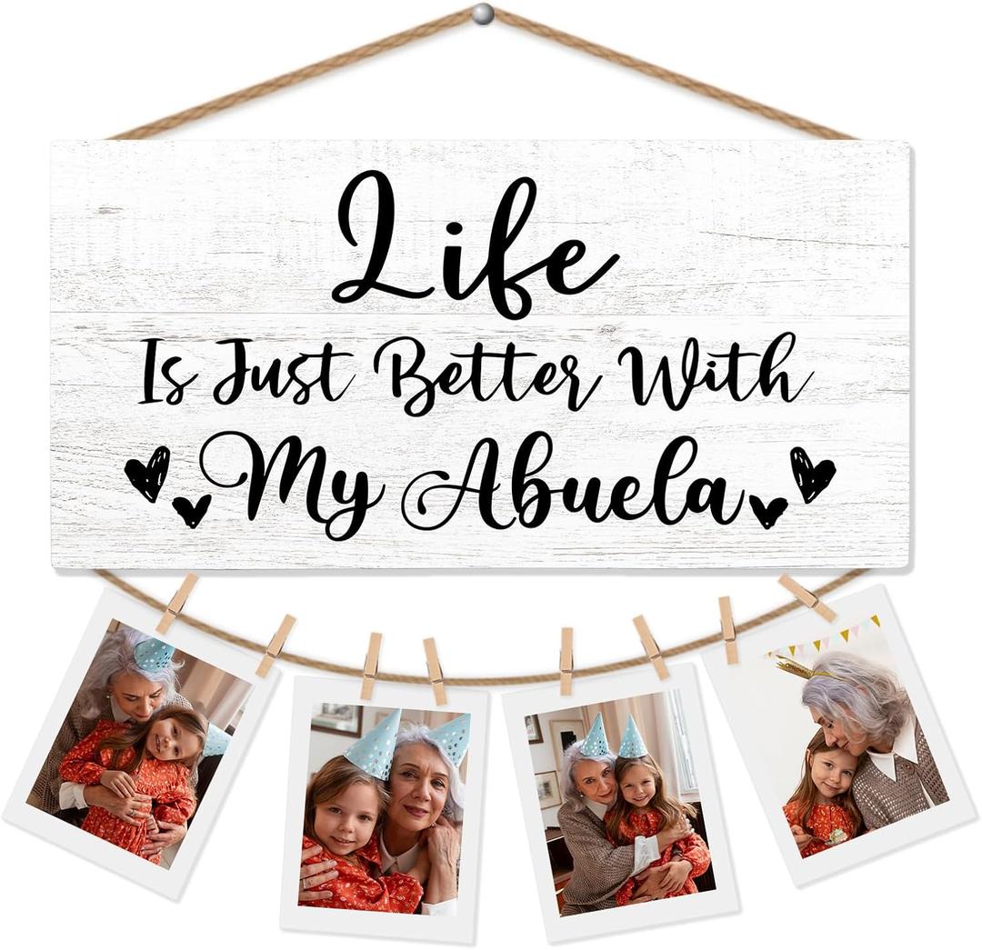 Abuela Gifts Picture Frame Photo Holder for Wall, Birthday Gifts for Nana Grandma, Thank You Grandmother Gift from Grandchildren Grandkids Hanging Photo Display