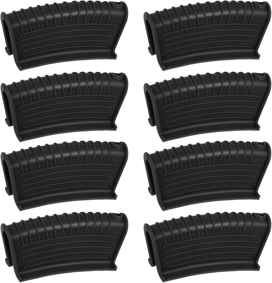uxcell 8pcs Silicone Assist Hot Pan Handle Holder Hot Skillet Handle Covers Pot Holder Sleeve Non-Slip Heat Resistant for Kitchen Pot Frying Pans Cookware Black