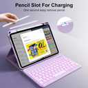 Keyboard Case for iPad (A16) 11th Generation 11 Inch 2025, iPad 10th Generation 10.9 Inch 2022, Smart Folio Cover with 7 Colors Backlit Wireless Detachable Keyboard, Auto Sleep Wake, Purple